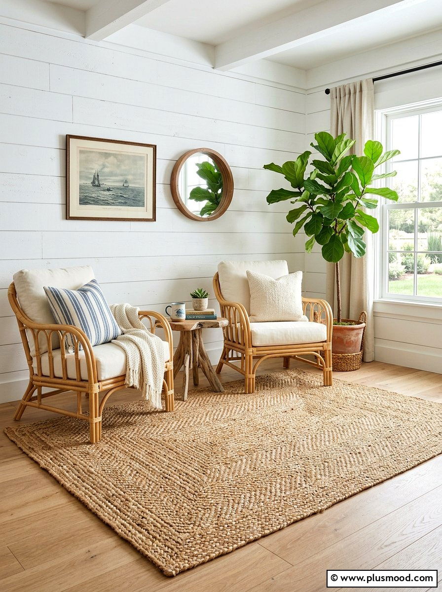 Jute Rug Sitting Area - 25 summer beach house decor ideas