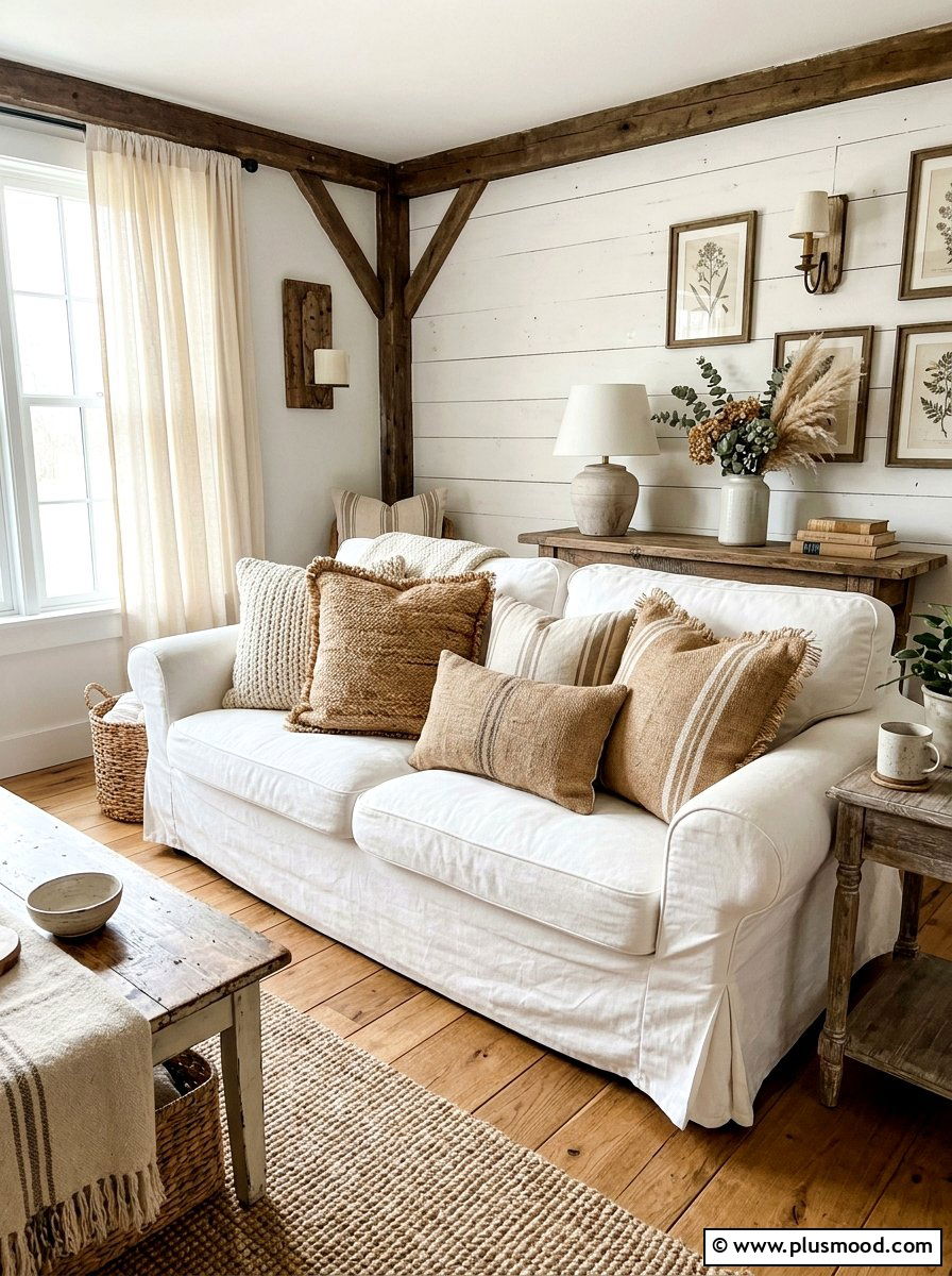 Jute and burlap textured pillows - 25 summer throw pillow ideas for living room