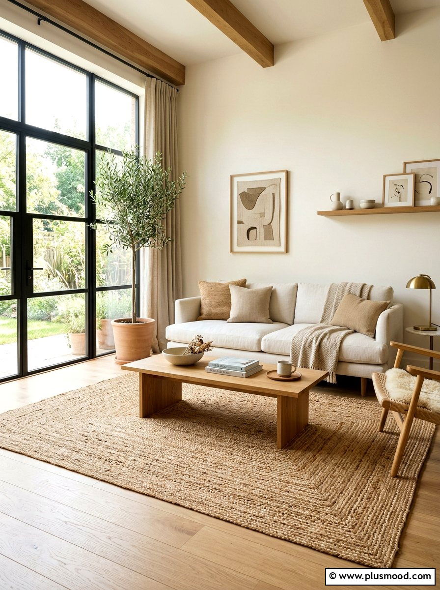 Jute area rug - 25 summer living room styling ideas