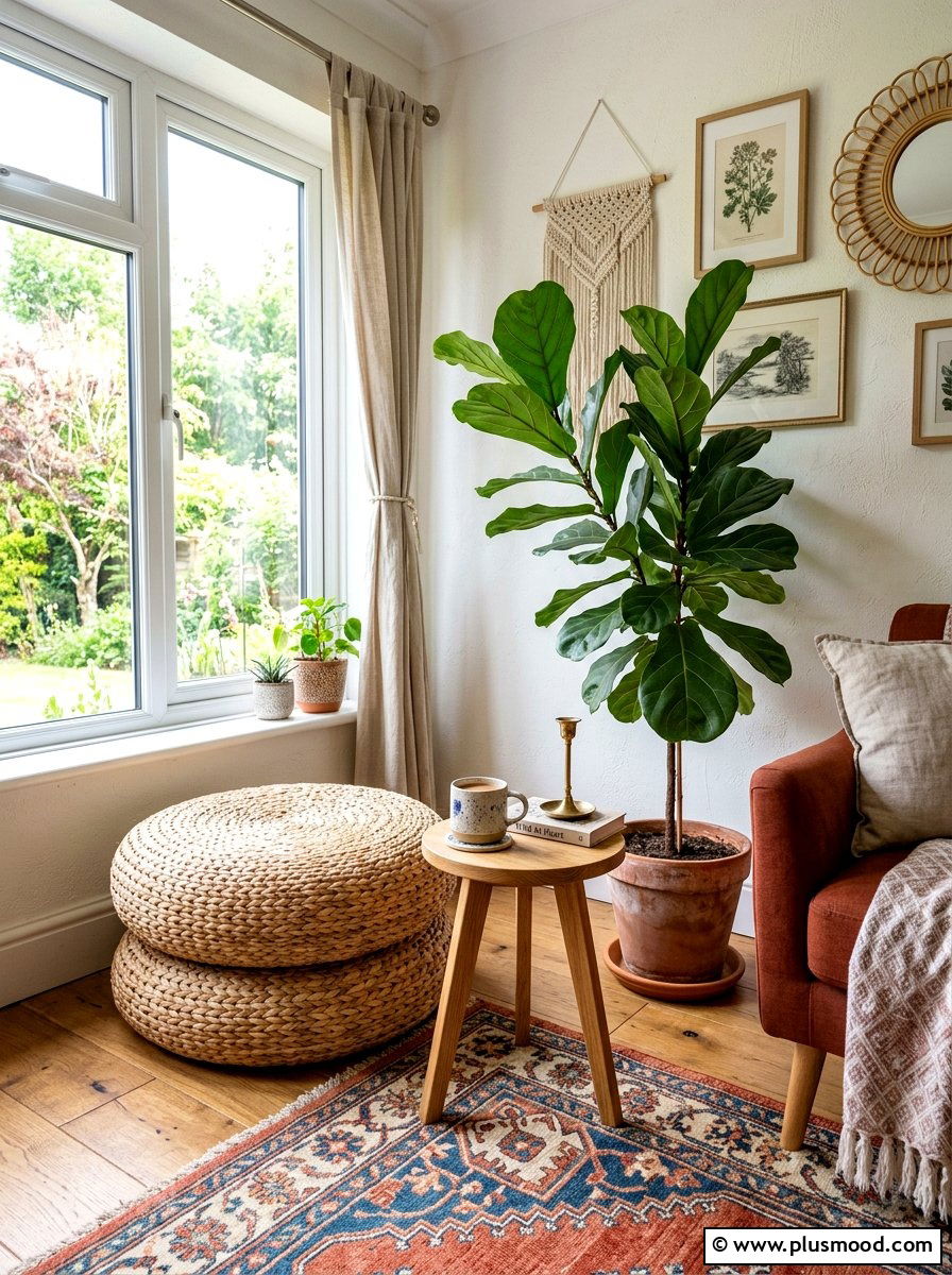 Jute floor cushion - 25 late summer decor ideas