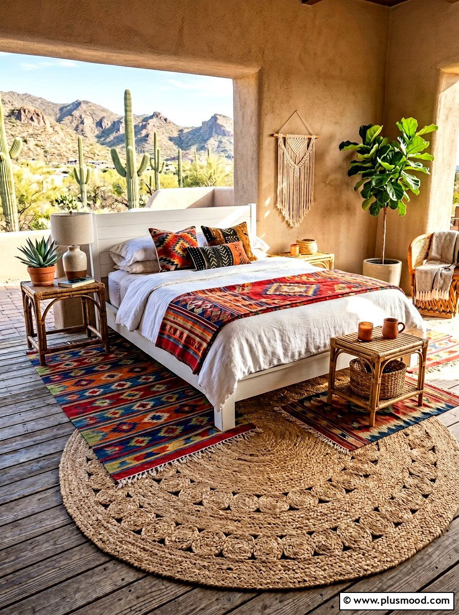 Jute rug bedroom - 25 boho summer bedroom ideas