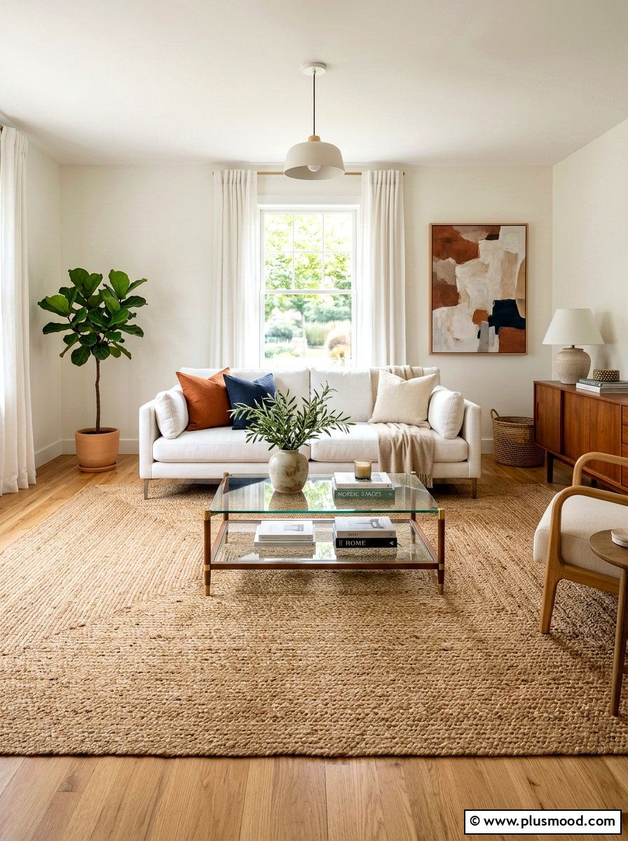 Jute rug living room - 25 beachy summer living room ideas