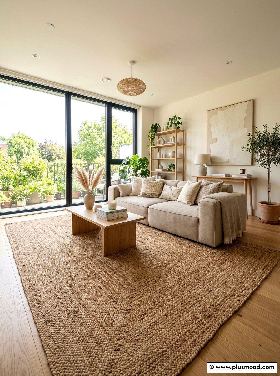 Jute rugs - 25 summer decor ideas without clutter