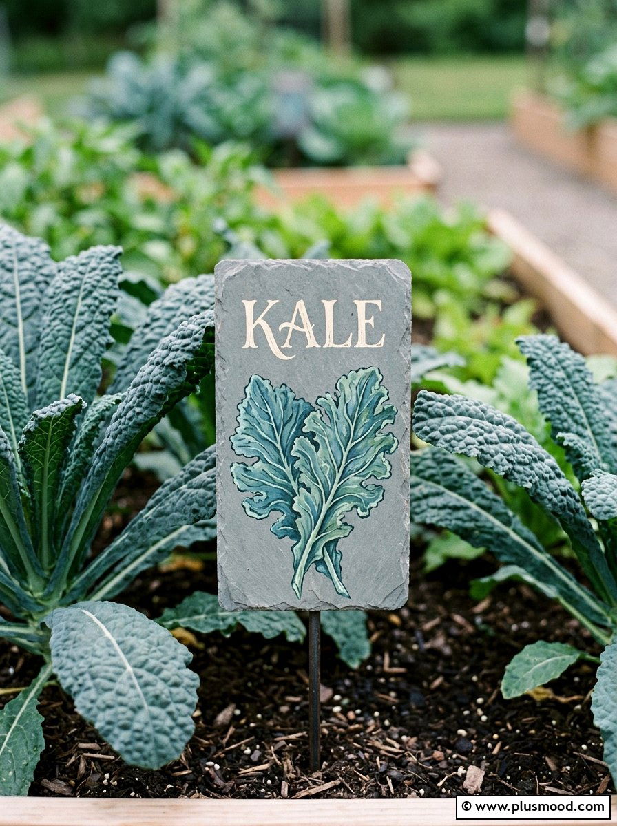 Kale Garden Label - 25 painted rock ideas for plant markers