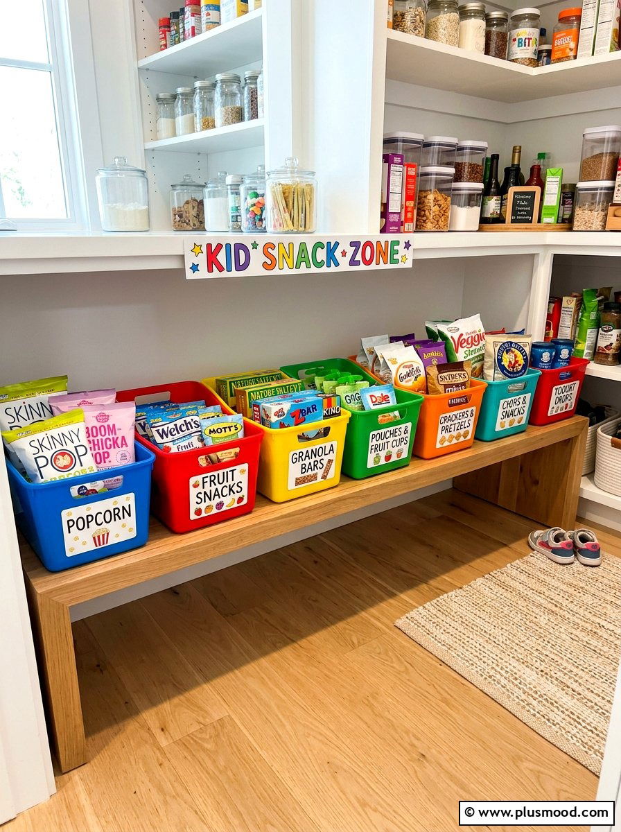 Kid Friendly Snack Zone - 25 summer pantry organization ideas