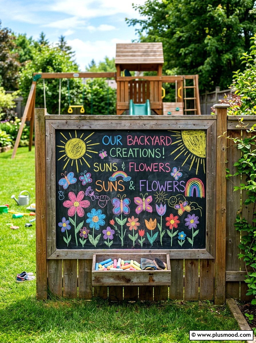 Kids Chalkboard Wall - 25 summer backyard cheap makeover ideas