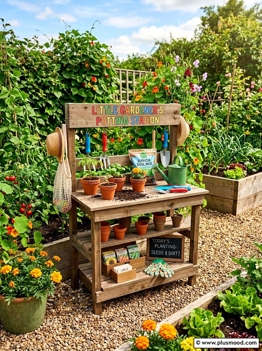 Kids Potting Bench - 25 summer backyard play area ideas