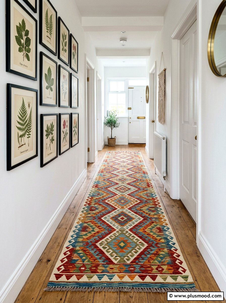 Kilim Hallway Runner - 25 late summer boho decor ideas