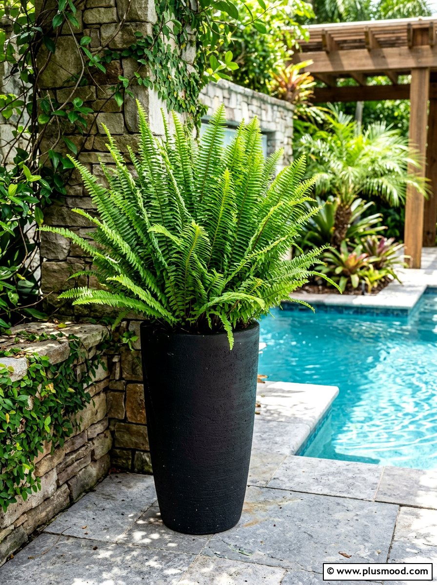 Kimberly queen fern planter - 25 summer poolside planter ideas