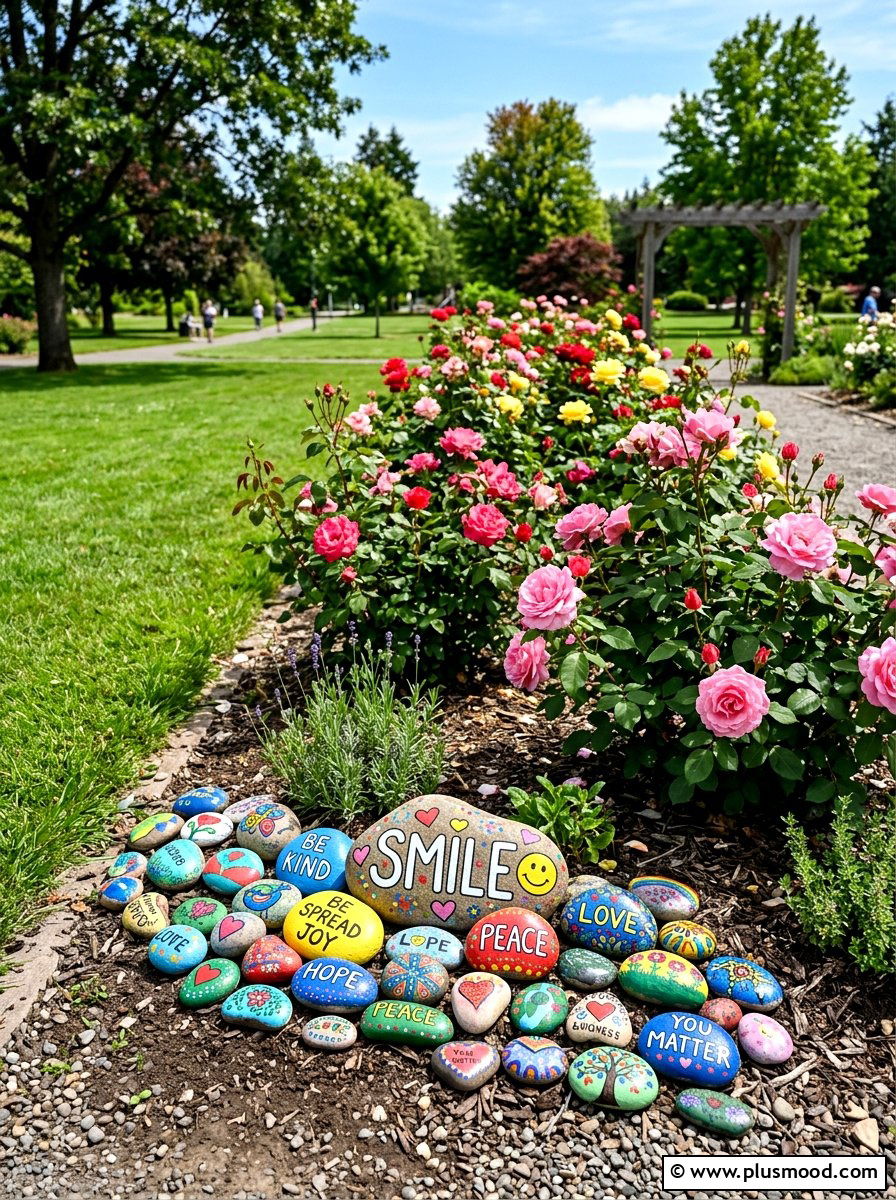 Kindness Rocks For Community Gardens - 25 painted rock ideas with inspirational words