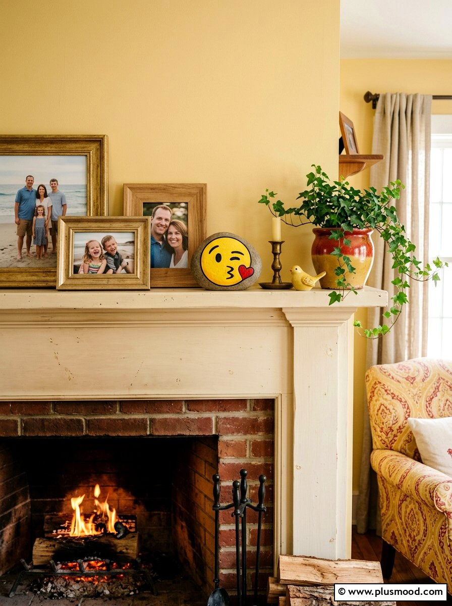 Kissing Face Emoji Rock - 25 painted rock ideas with emoji faces