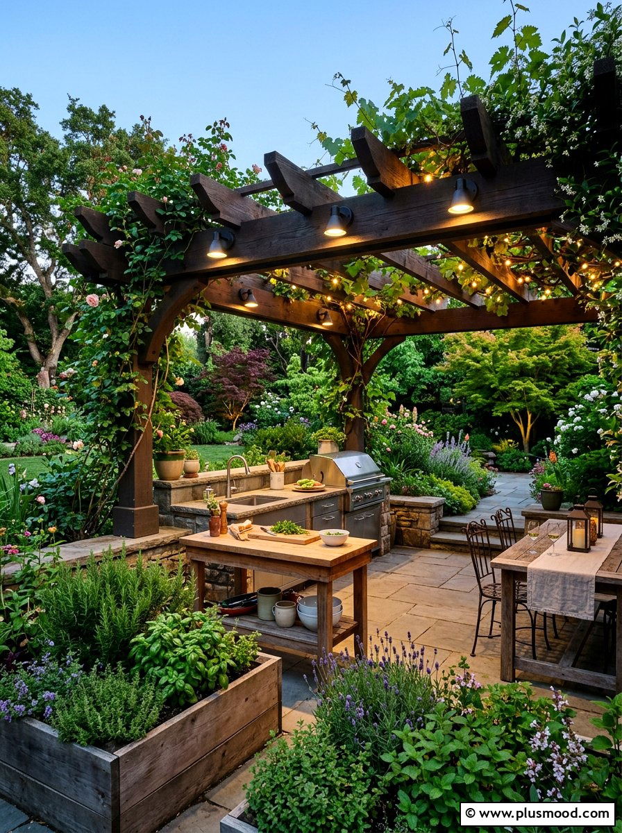 Kitchen Garden Patio Task Lighting - 25 small backyard ideas with pergola lights