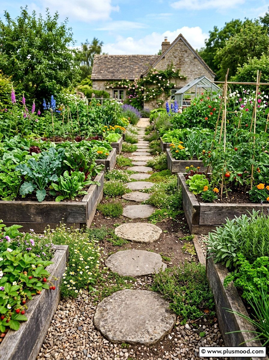 Kitchen Garden Stepping Stones - 25 small backyard ideas with stepping stones