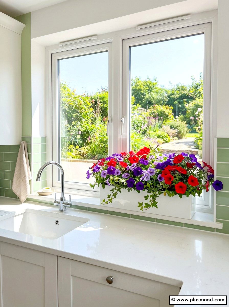 Kitchen window box flowers - 25 summer floral kitchen decor ideas
