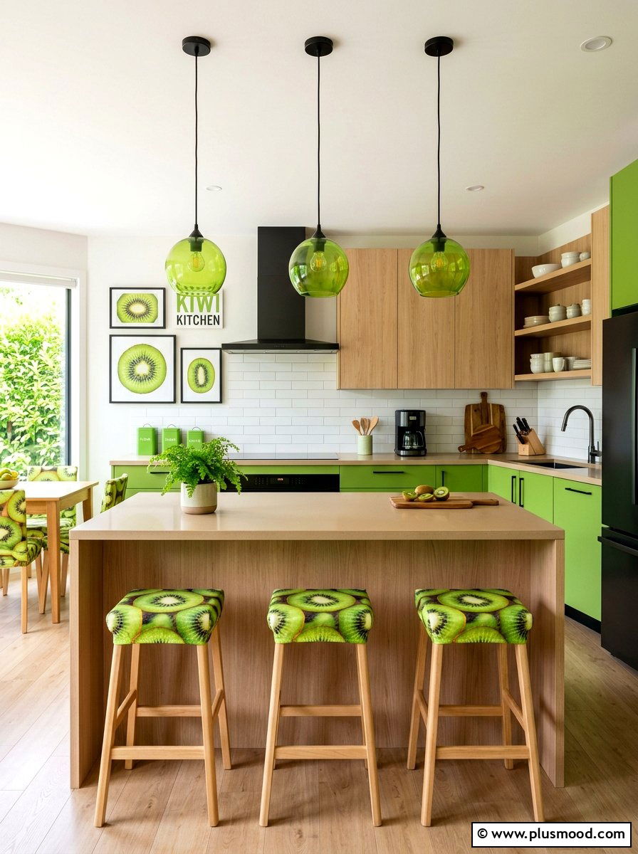 Kiwi green kitchen - 25 summer fruit themed kitchen decor ideas