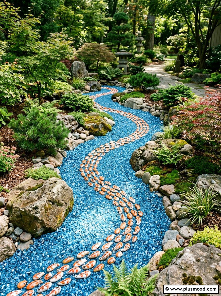 Koi Fish Pebbles - 25 painted rock ideas for zen garden