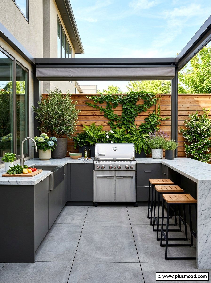 L Shaped Corner Kitchen - 25 summer backyard outdoor kitchen ideas