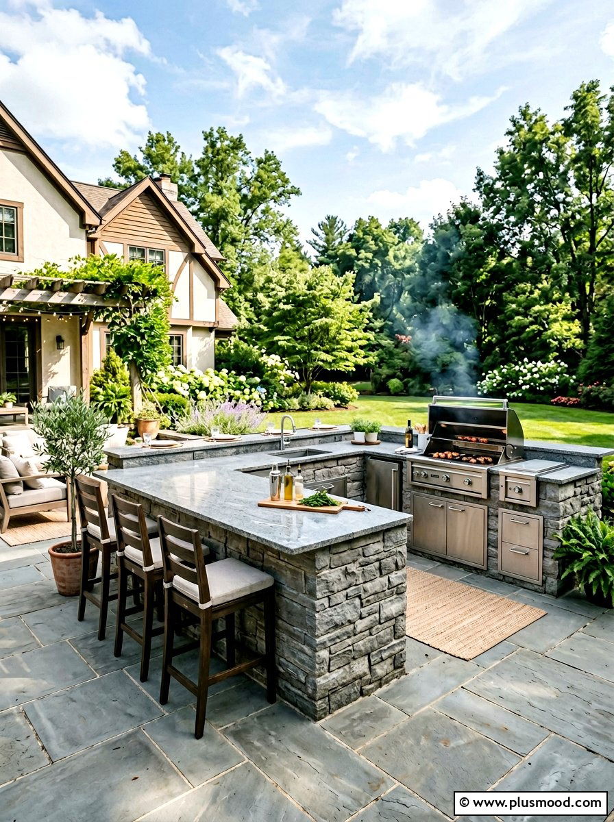 L Shaped Outdoor Kitchen Layout - 25 summer backyard grill area ideas