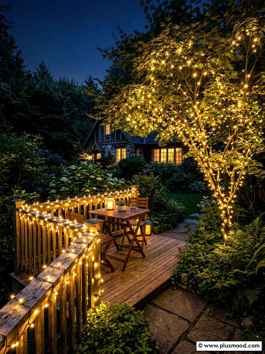 LED Fairy Lights - 25 summer patio decor ideas for renters