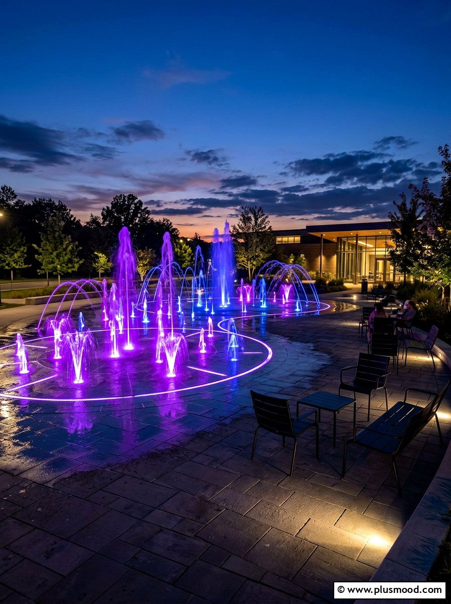 LED Lighted Splash Pad - 25 summer splash pad backyard ideas