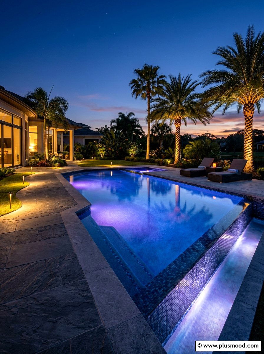 LED Pool Lighting - 25 pool landscaping ideas for zen style