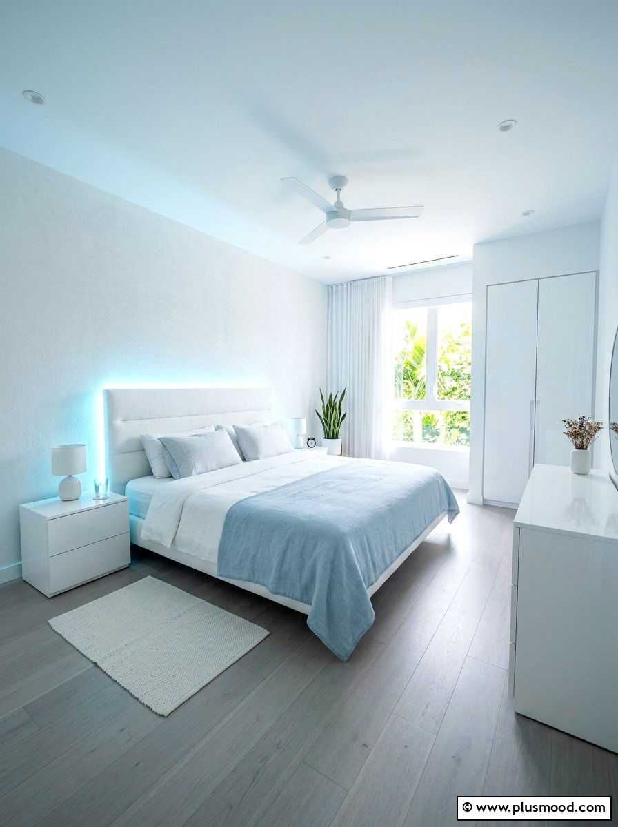 LED Strip Behind Bed - 25 summer bedroom lighting ideas