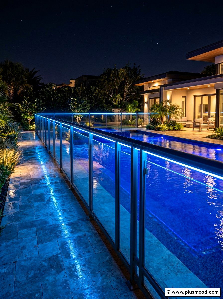 LED strip lighting for pool fence - 25 summer pool fence decor ideas