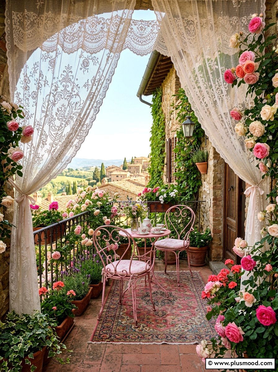 Lace Romantic Balcony Curtains - 25 summer balcony curtain ideas