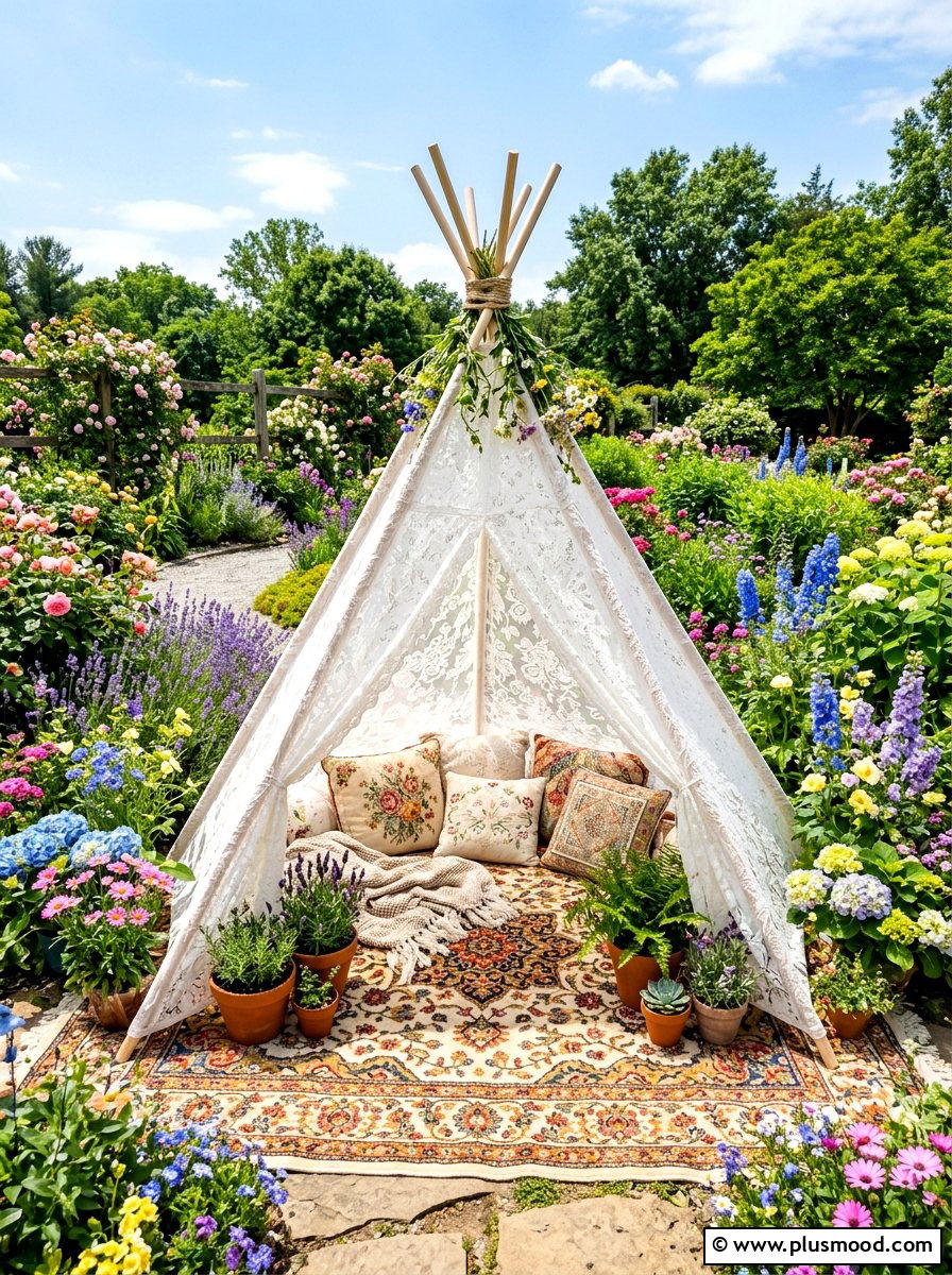 Lace Teepee Tent - 25 summer boho outdoor party ideas