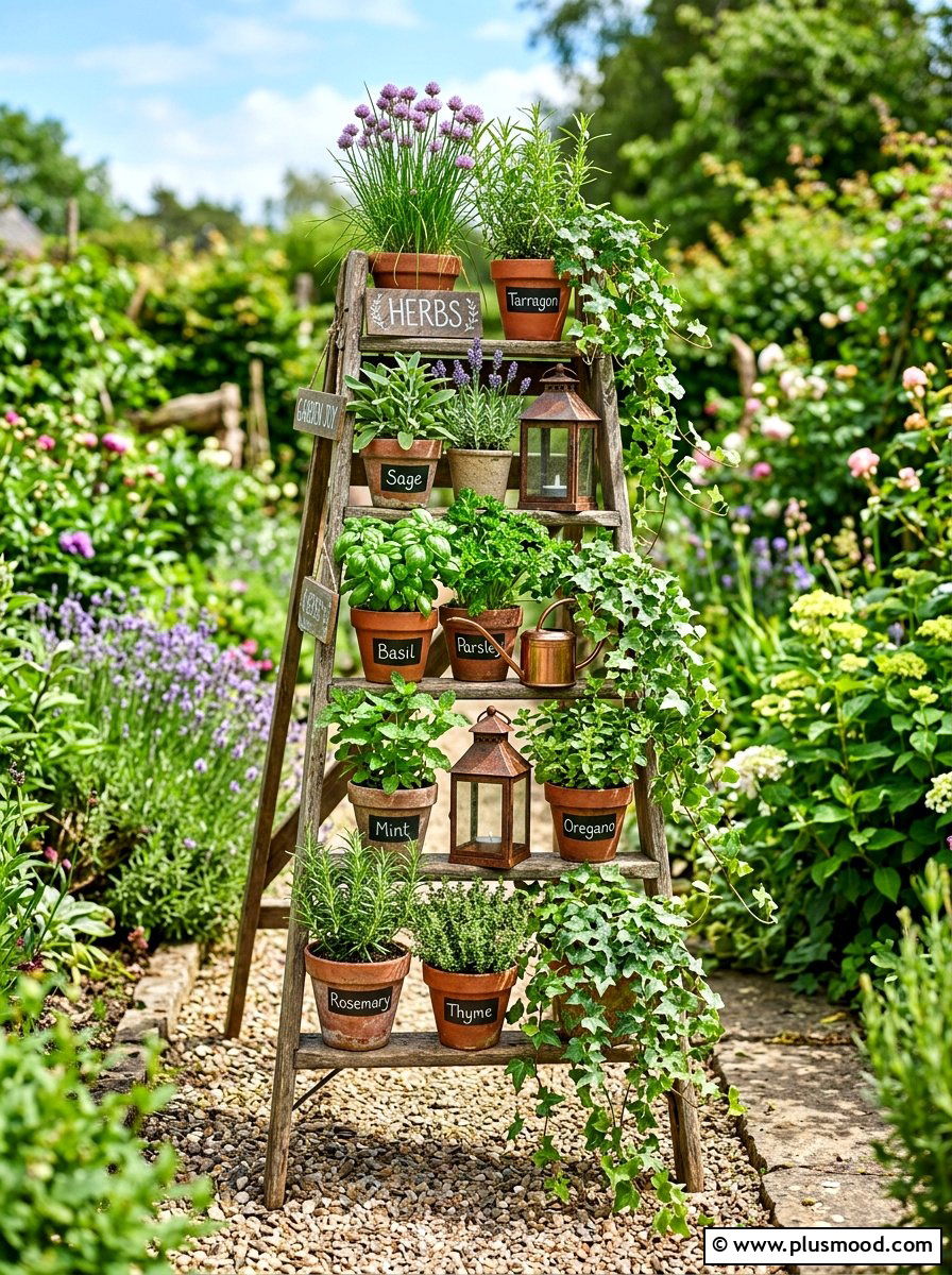 Ladder plant display - 25 late summer party decor ideas