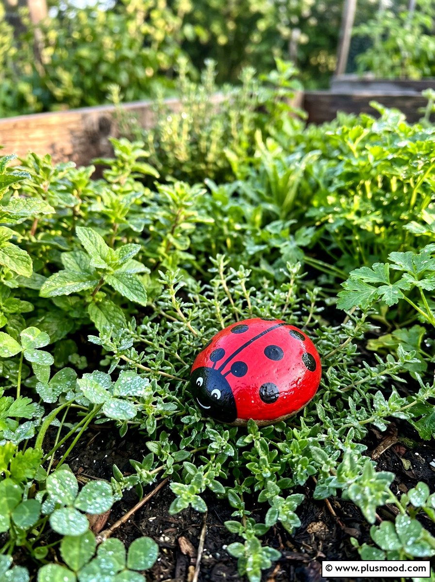 Ladybug Dot Stone - 25 painted rock ideas with dot painting