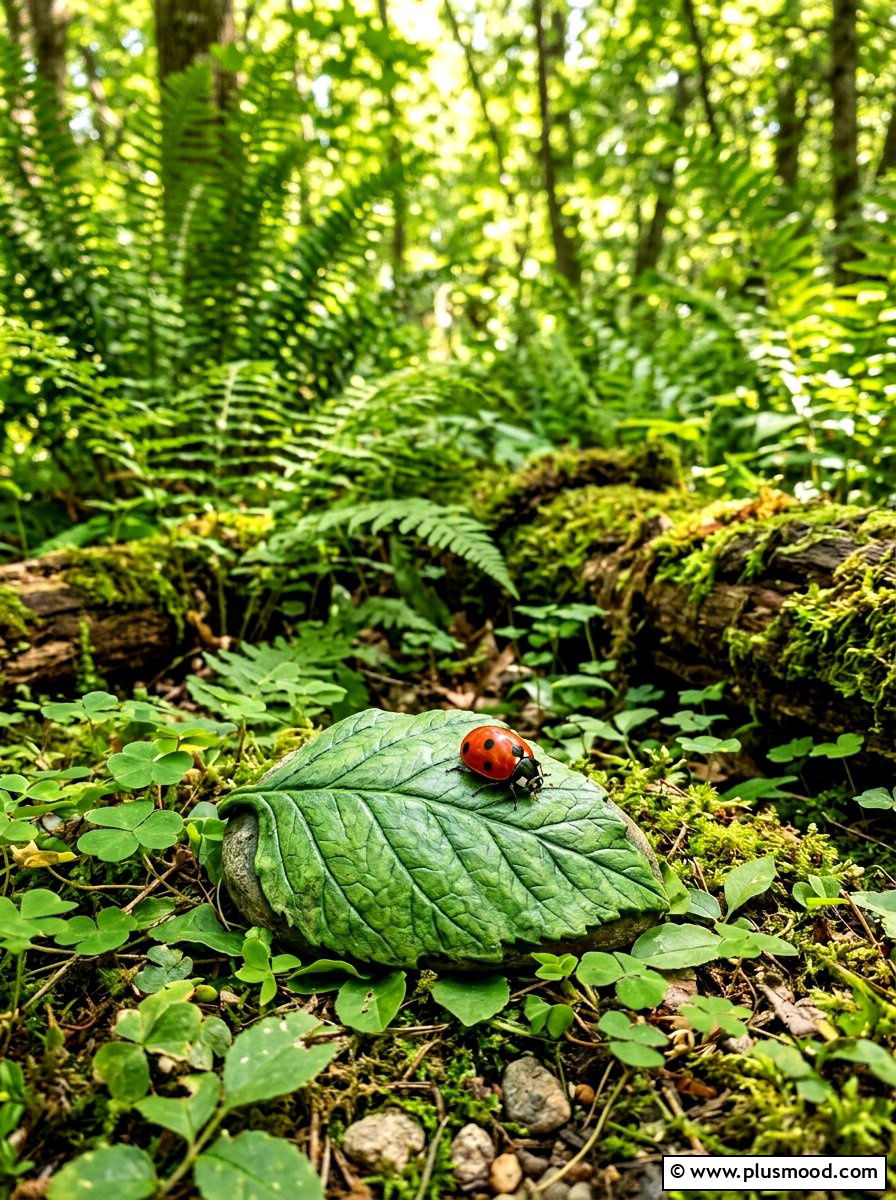 Ladybug On Green Leaf Rock - 25 painted rock ideas with ladybugs