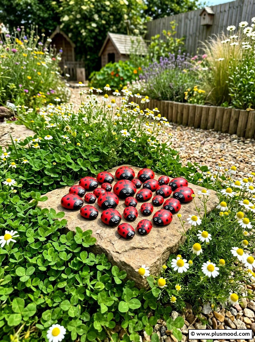 Ladybug Painted Rock - 25 painted rock ideas for memorial garden