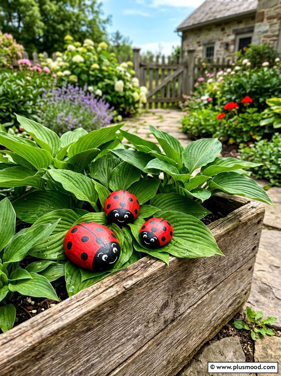 Ladybug Painted Rock - 25 painted rock ideas for outdoor gallery