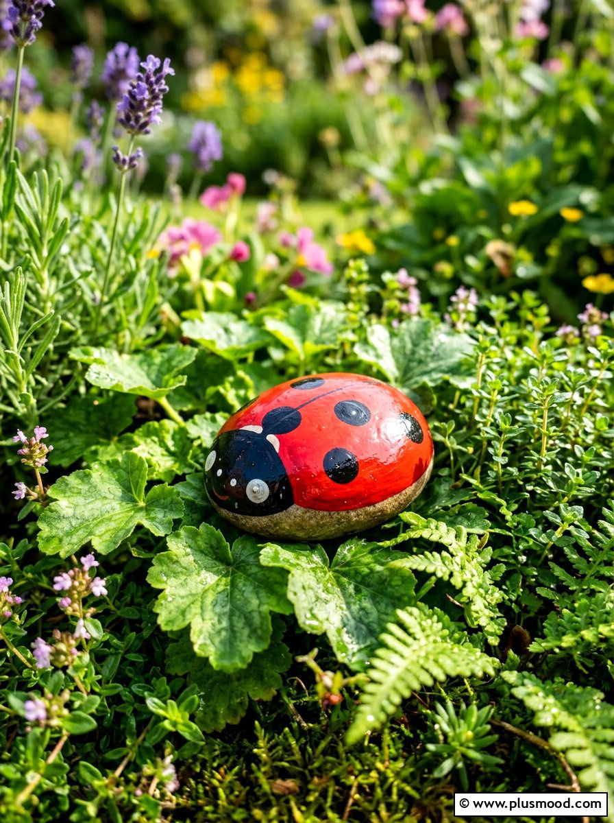Ladybug Painted Rock - 25 painted rock ideas with animals