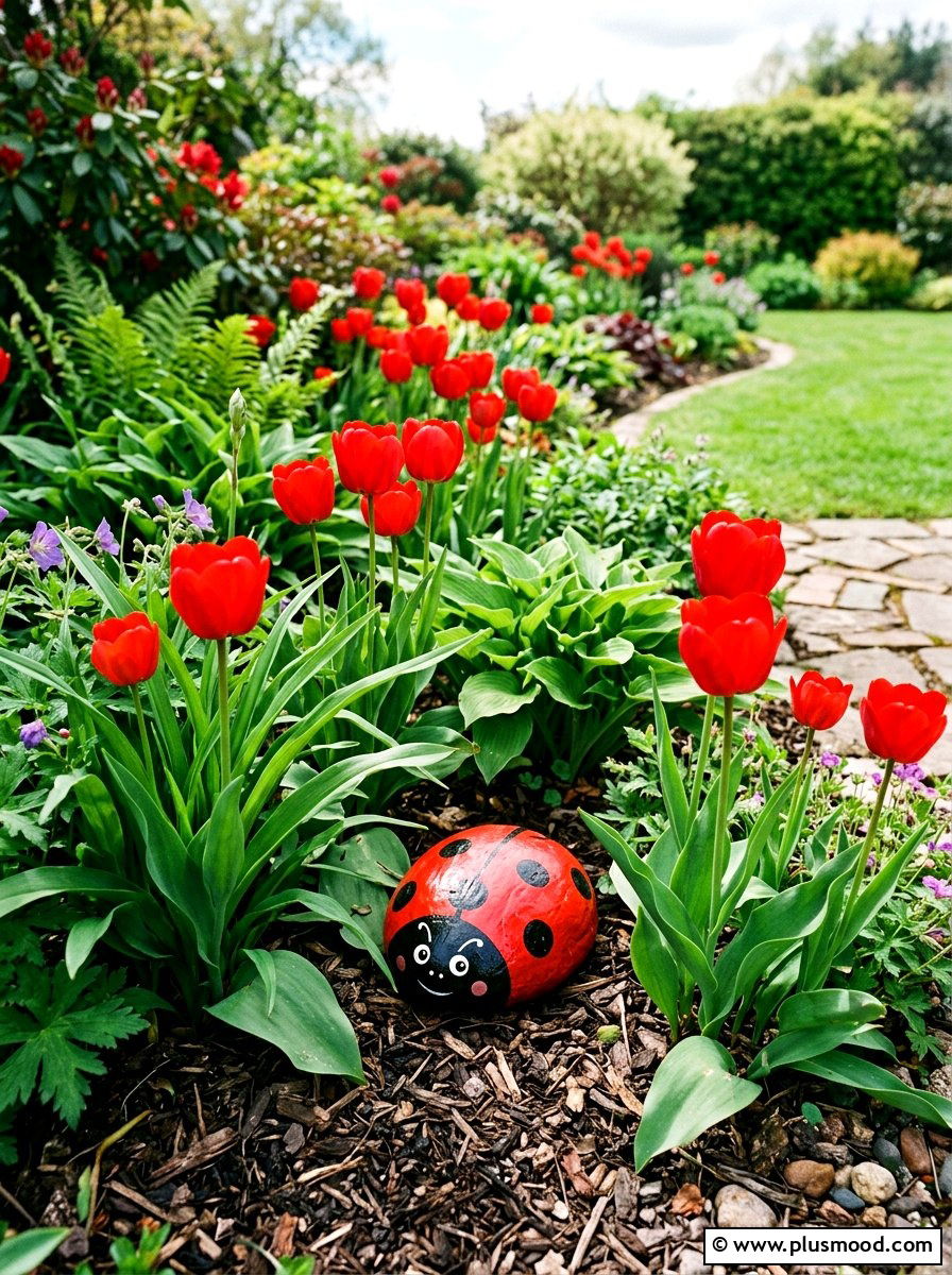 Ladybug Painted Rock - 25 painted rock ideas with faces