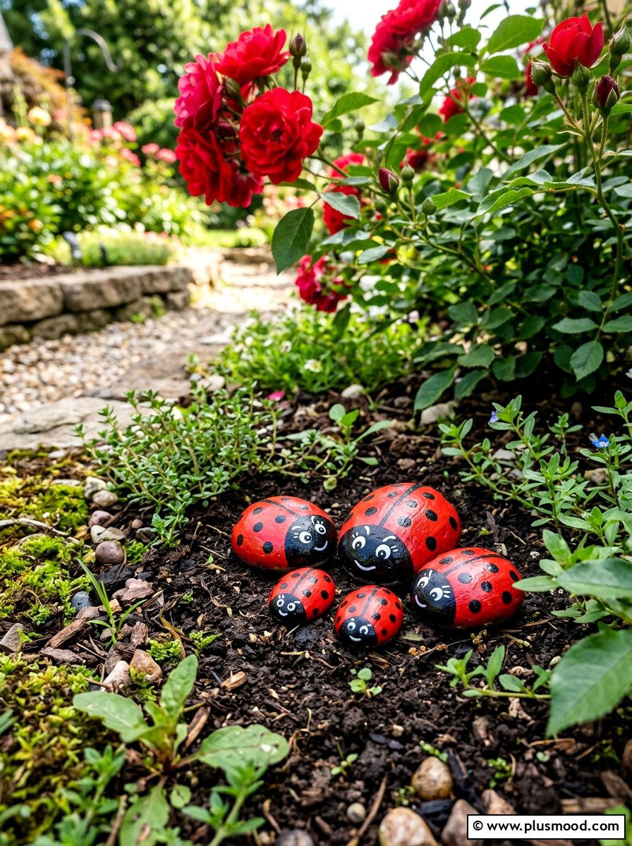Ladybug Painted Rocks - 25 painted rock ideas for kindness rocks