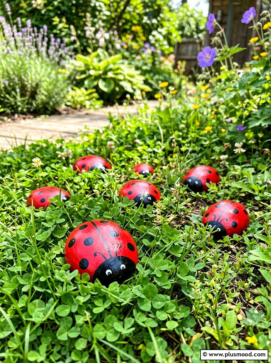 Ladybug Rock - 25 painted rock ideas for fairy garden