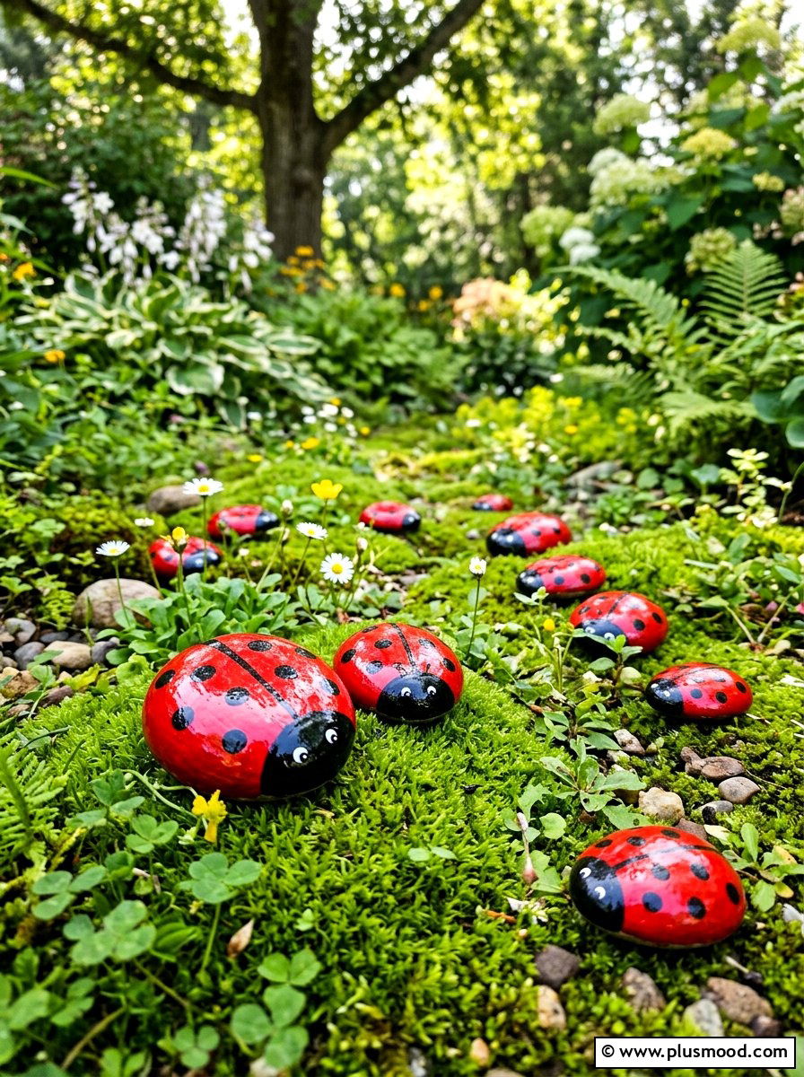 Ladybug painted rock - 25 painted rock ideas for beginners