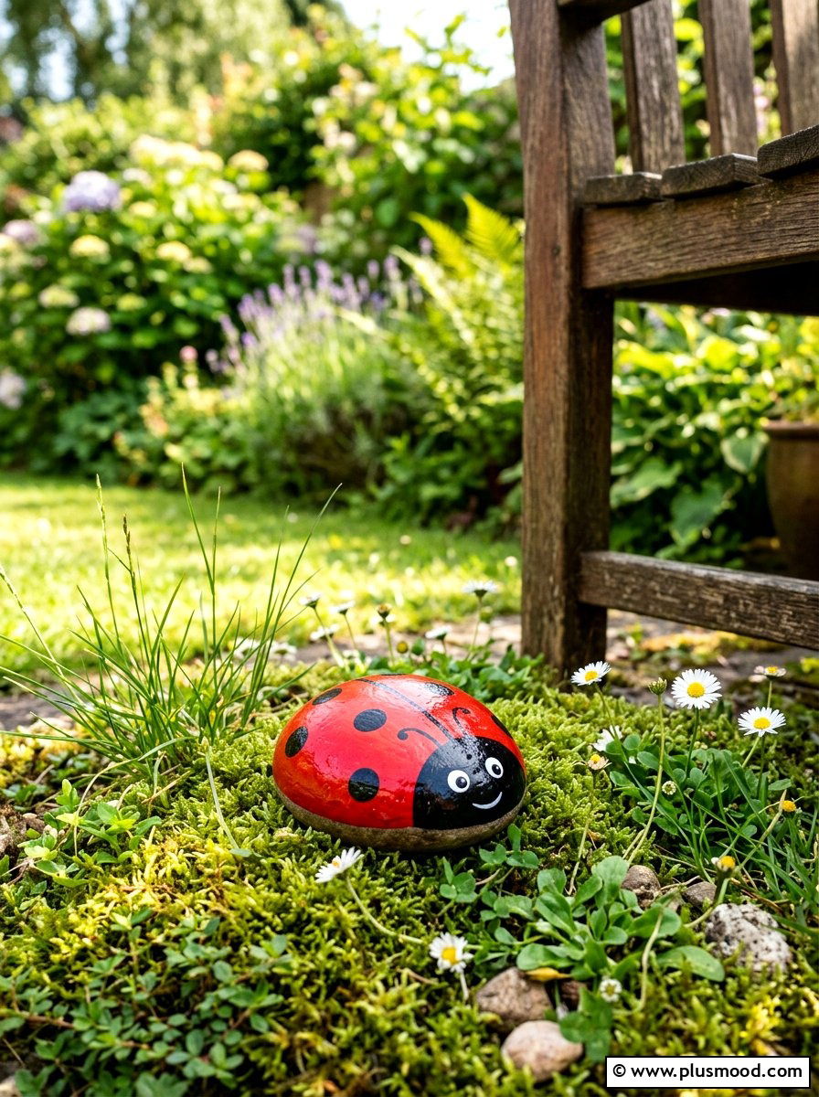 Ladybug rock painting - 25 painted rock ideas for rock hunting game