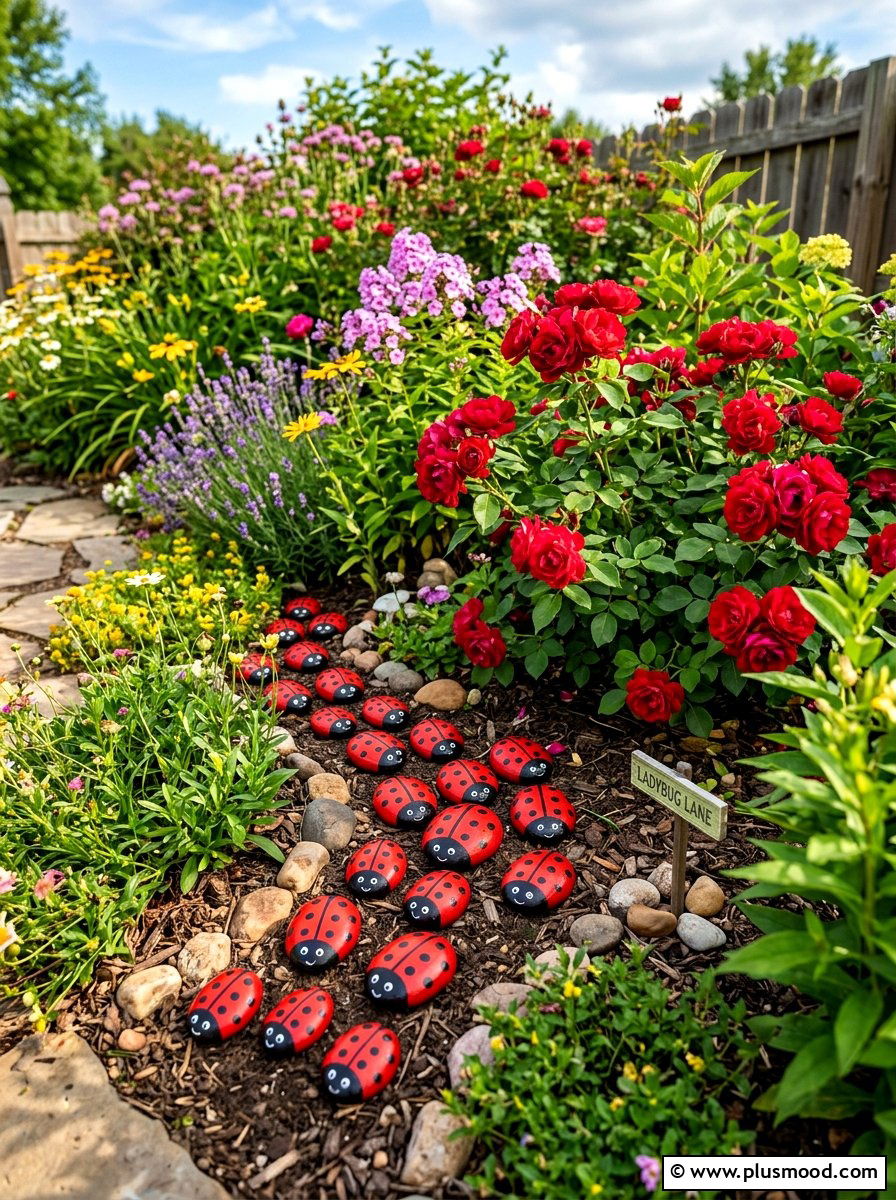 Ladybug rocks - 25 painted rock ideas for outdoor decor