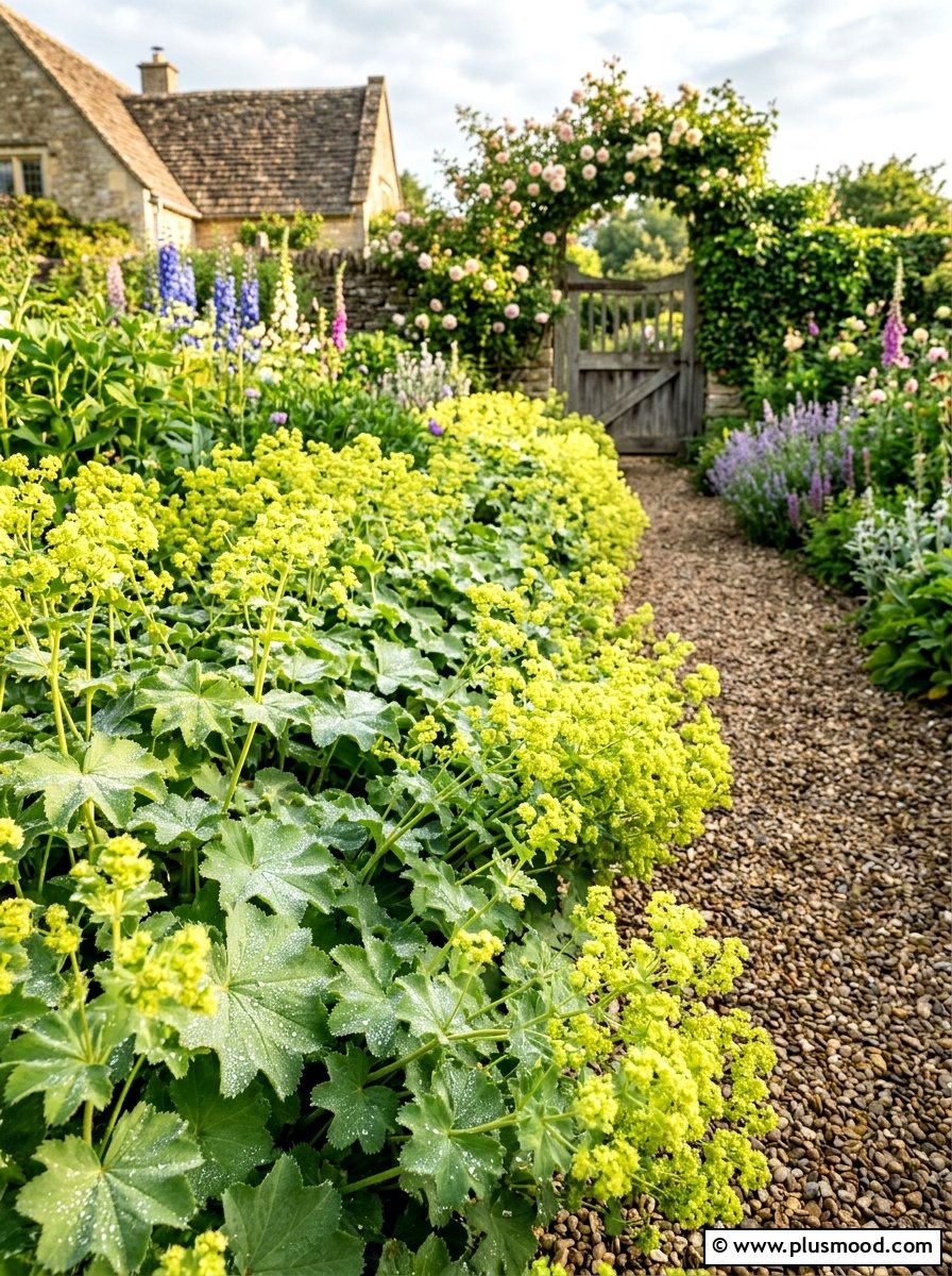 Ladys Mantle Romantic Border - 25 summer path border planting ideas