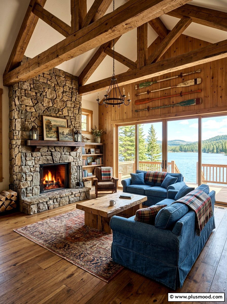 Lakeside Cabin Living Room - 25 mid summer home decor ideas