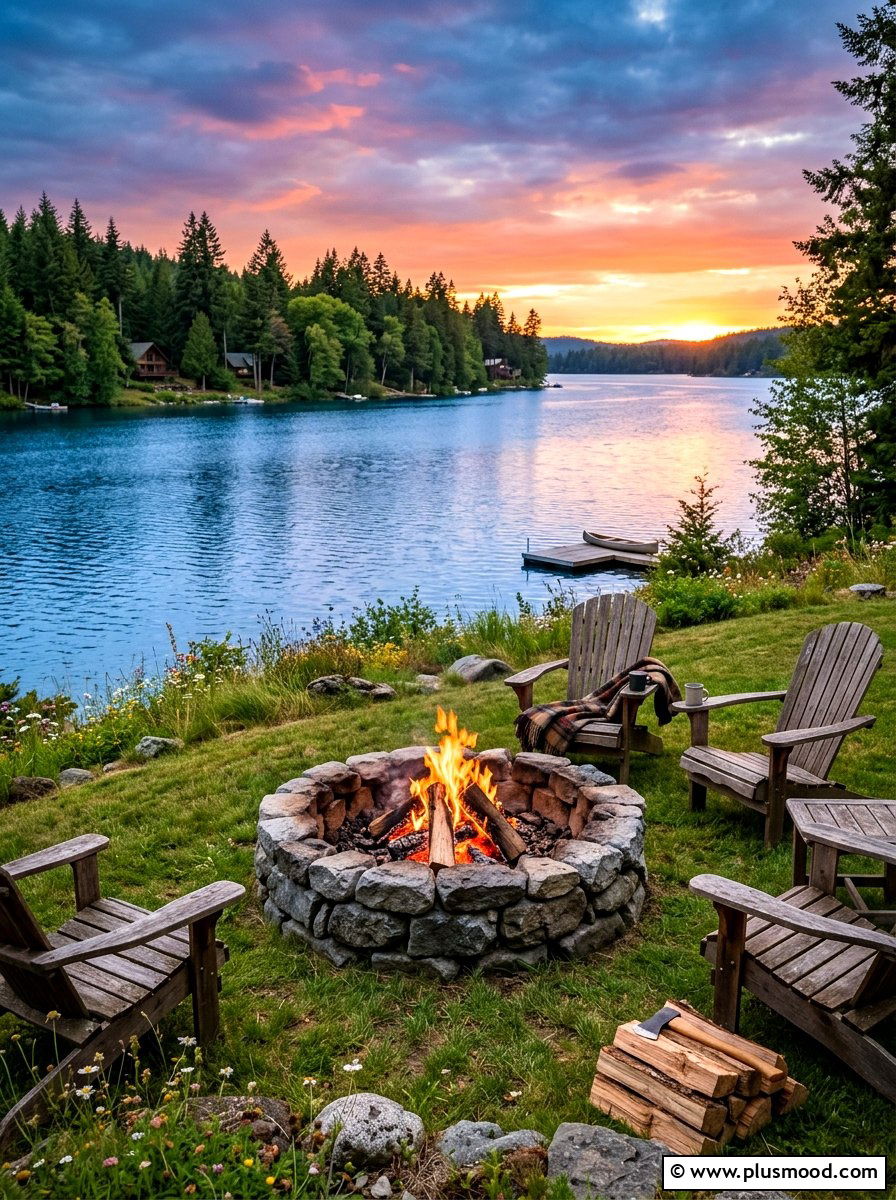 Lakeside Fire Pit - 25 summer backyard fire pit ideas