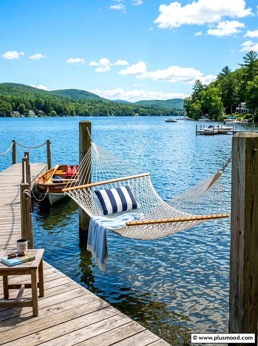 Lakeside Rope Hammock - 25 summer backyard hammock ideas