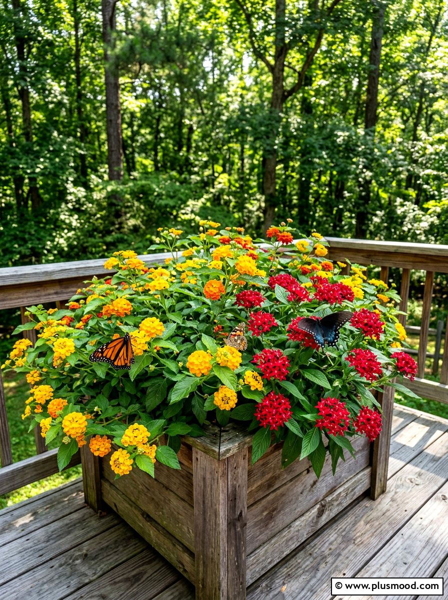 Lantana And Pentas Pollinator Planter - 25 summer planters with lantana ideas