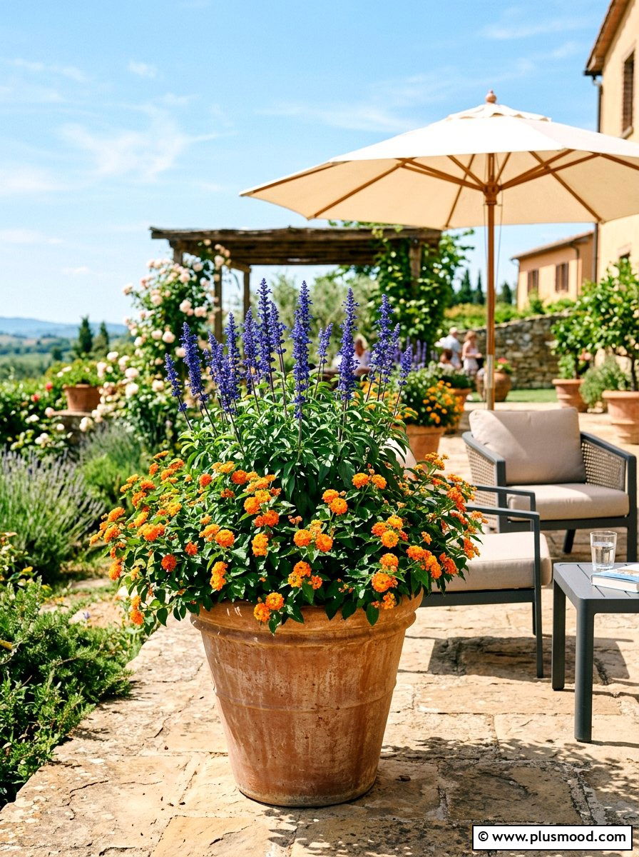 Lantana And Salvia Garden Planter - 25 summer planters with lantana ideas