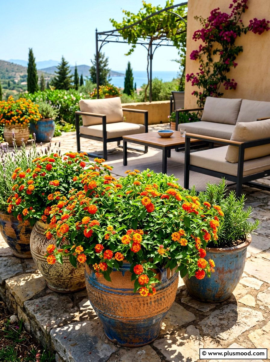 Lantana Container Garden - 25 summer butterfly garden ideas