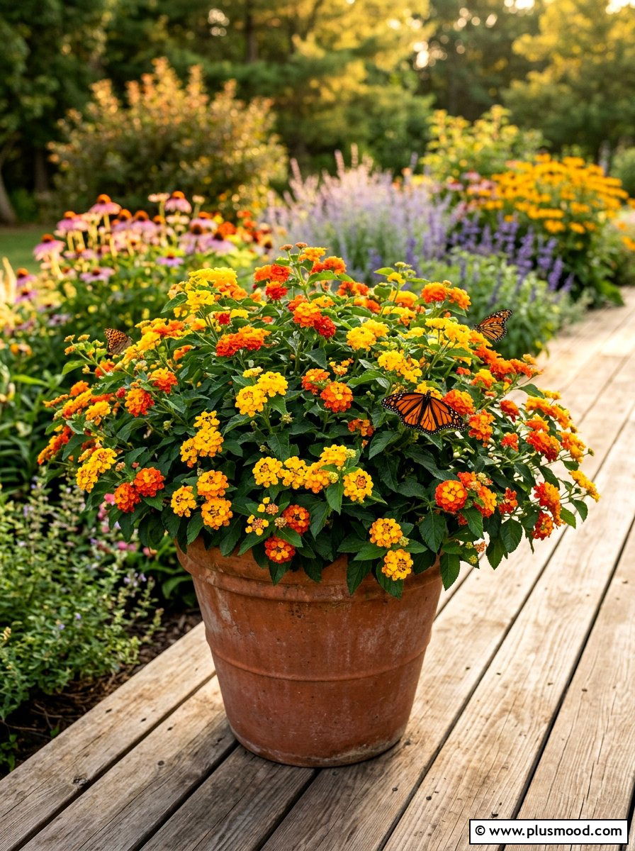 Lantana deck container - 25 summer planter ideas for full sun