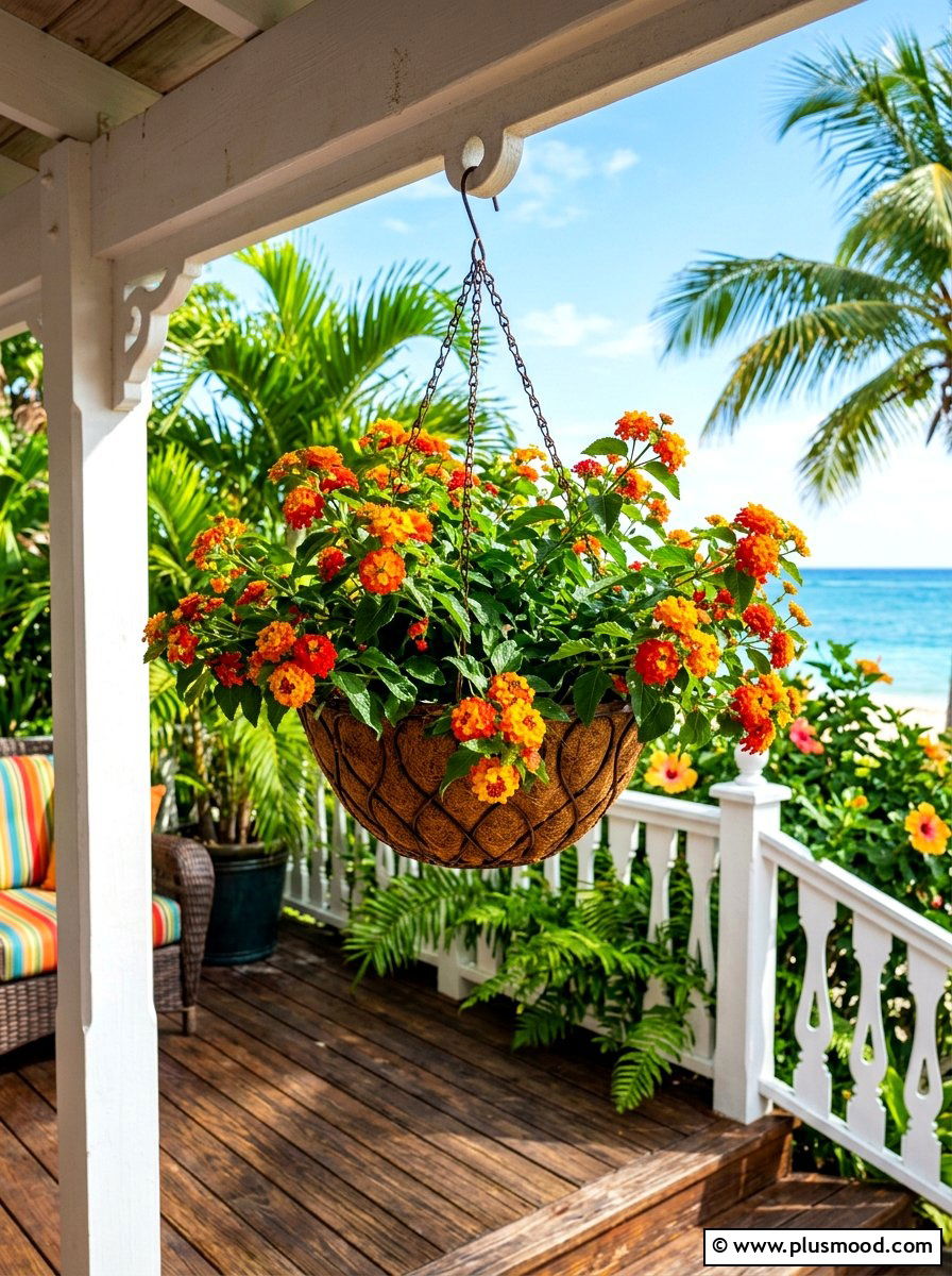 Lantana hanging basket - 25 summer hanging basket ideas for front porch